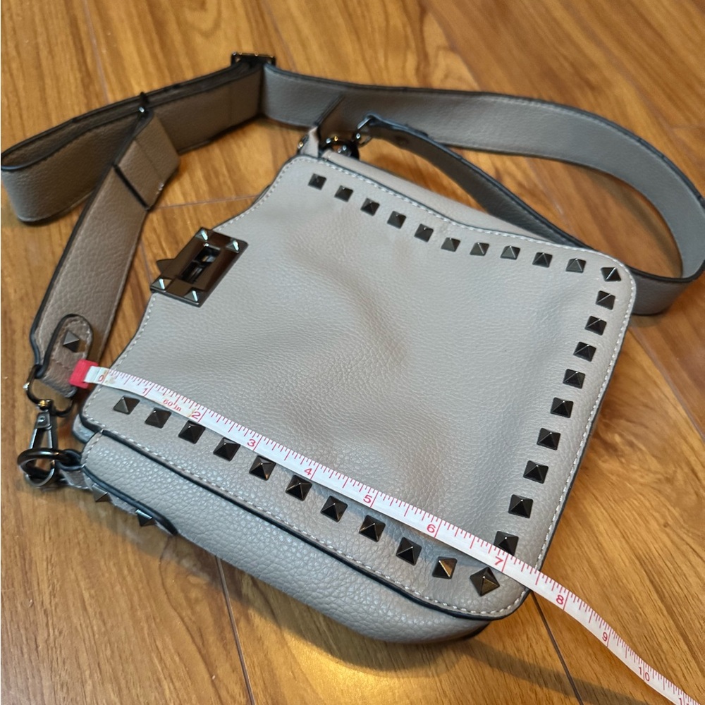 Mini Taupe Studded Vegan Crossbody - Picture 9 of 11